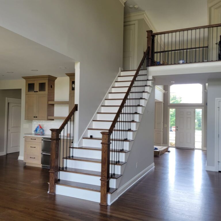 staircase interior painting in Dublin Ohio modern home