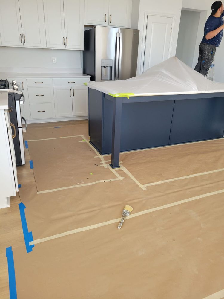 kitchen cabinet painting preparation in Columbus Ohio interior remodeling project in progress