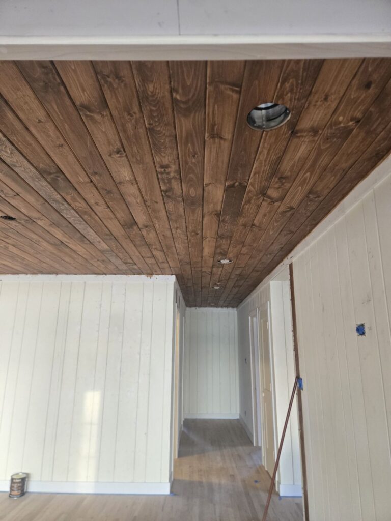 wood ceiling painting project in Columbus Ohio