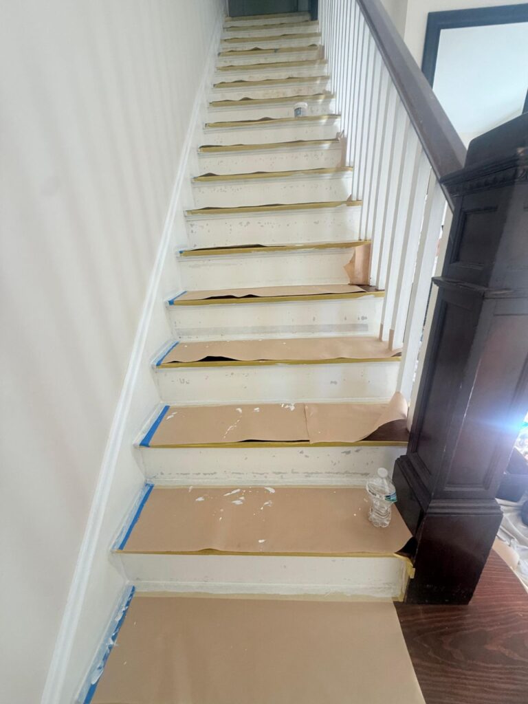 staircase before painting residential project in columbus ohio